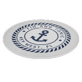 Nautical Navy Blue & White Anchor Boat Name Snijplank (Hoek)