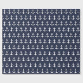 Nautical Navy Blue White Anchor Cadeaupapier (Vlak)