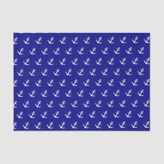 Nautical Navy Blue White Anchor Pattern Tissuepapier (Voorkant)