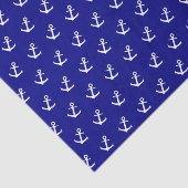 Nautical Navy Blue White Anchor Pattern Tissuepapier (Detail)