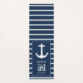 Nautical Navy Blue White Anchor Wedding Monogram Yogamat (Voorkant)