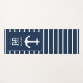 Nautical Navy Blue White Anchor Wedding Monogram Yogamat (Voorkant (horizontaal))
