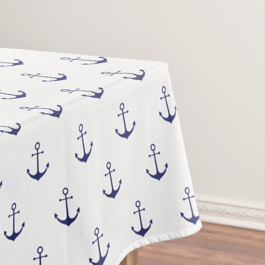 Nautical navy blue white anchorman kustkust tafelkleed (Voorbeeld)