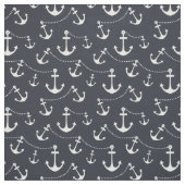 Nautical Navy Blue White Anchors Stof (Swatch)
