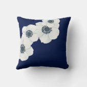 Nautical Navy Blue & White Anemones gedateerd aand Kussen (Achterkant)