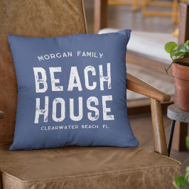 Nautical Navy Blue White Beach House Kussen