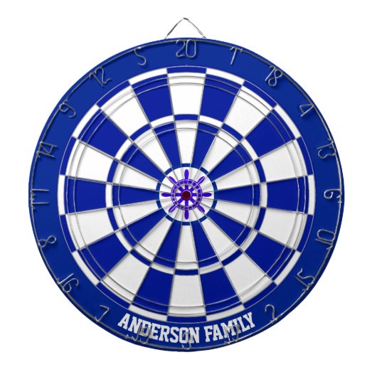 Nautical Navy Blue & White Bicolor Dart Board Dartbord (Voorkant)