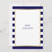 Nautical Navy Blue/White BOY Baby shower Uitnodigt Kaart (Achterkant)