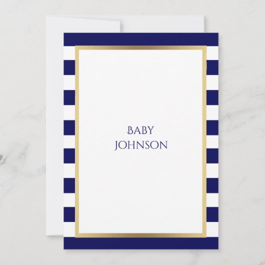Nautical Navy Blue/White BOY Baby shower Uitnodigt Kaart (Achterkant)