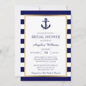 Nautical Navy Blue/White Bridal Shower Invitations Kaart (Voorkant)