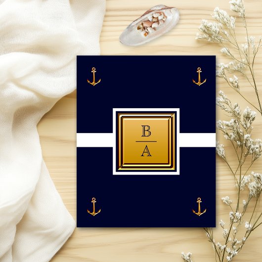 Nautical Navy Blue White Budget Weddenschap Flyer