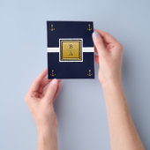 Nautical Navy Blue White Budget Weddenschap Flyer (Hand)