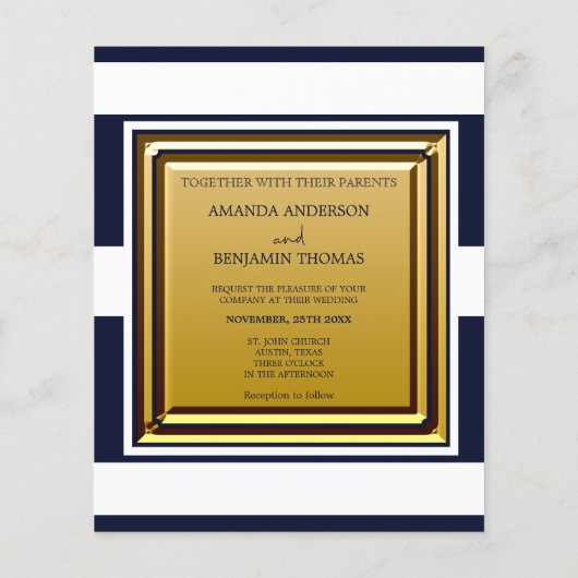 Nautical Navy Blue White Budget Weddenschap Flyer (Achterkant)