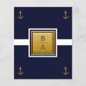 Nautical Navy Blue White Budget Weddenschap Flyer (Voorkant)