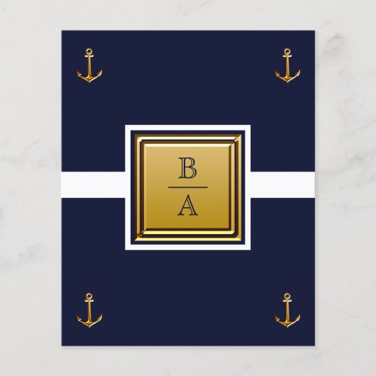 Nautical Navy Blue White Budget Weddenschap Flyer (Voorkant)