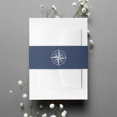 Nautical Navy Blue & White Compass Wedding Uitnodigingen Wikkel