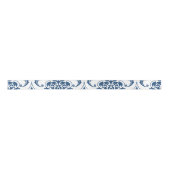 Nautical Navy Blue White  Damask Pattern Satijnen Lint (Voorkant)