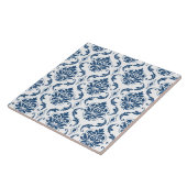 Nautical Navy Blue White Damask Pattern Tegeltje (Zijkant)