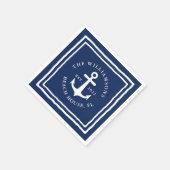 Nautical Navy Blue White Family Name Anchor Servet (Hoek)