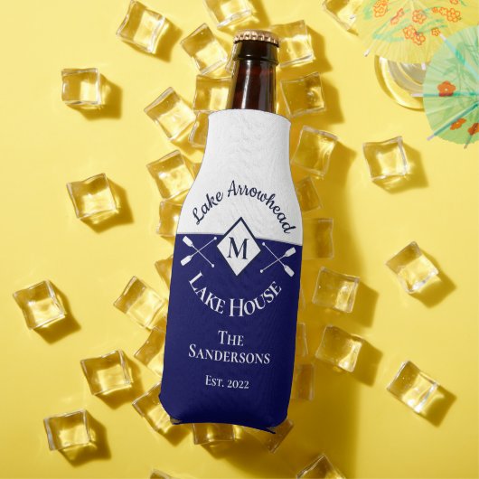 Nautical Navy Blue White Monogram Lake House Flesjeskoeler (Insitu Zomer)