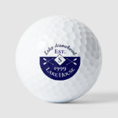 Nautical Navy Blue White Monogram Lake House Golfballen (Voorkant)
