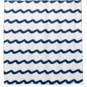 Nautical Navy Blue White oceanische zee golft Douchegordijn (Voorkant)