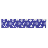Nautical Navy Blue White Pattern Medium Tafelloper (Horizontaal)