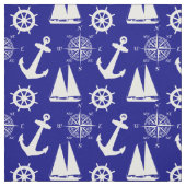 Nautical Navy Blue White Pattern Stof (Swatch)