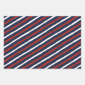 Nautical Navy Blue White Red Stripes Anchor Inpakpapier Vel (Voorkant 3)