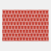 Nautical Navy Blue White Red Stripes Anchor Inpakpapier Vel (Voorkant 2)
