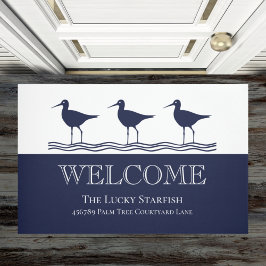 Nautical Navy Blue White Sandpiper strand house Deurmat