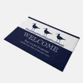 Nautical Navy Blue White Sandpiper strand house Deurmat (Schuin)