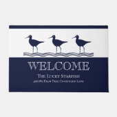 Nautical Navy Blue White Sandpiper strand house Deurmat (Voorkant)