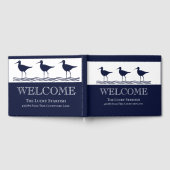 Nautical Navy Blue White Sandpiper strand house Gastenboek (Volledig)