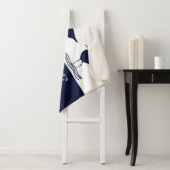 Nautical Navy Blue White Sandpiper strand house Sherpa Deken (In situ)