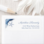 Nautical Navy Blue & White Starfish Return Address Etiket (Insitu)