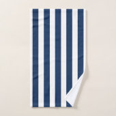 Nautical Navy Blue & White Striped Bad Handdoek (Handdoek)