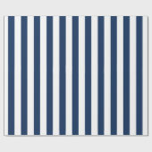 Nautical Navy Blue & White Striped Cadeaupapier (Vlak)
