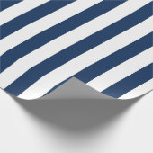 Nautical Navy Blue & White Striped Cadeaupapier (Hoek)