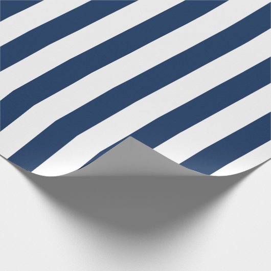 Nautical Navy Blue & White Striped Cadeaupapier (Hoek)