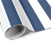 Nautical Navy Blue & White Striped Cadeaupapier (Rol Hoek)
