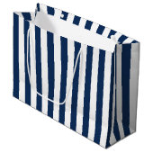 Nautical Navy Blue & White Striped Groot Cadeauzakje (Voorkant Gekanteld)