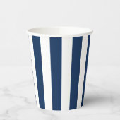 Nautical Navy Blue & White Striped Papieren Bekers (Links)