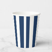 Nautical Navy Blue & White Striped Papieren Bekers (Rechts)