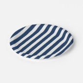 Nautical Navy Blue & White Striped Papieren Bordje (Gekanteld)