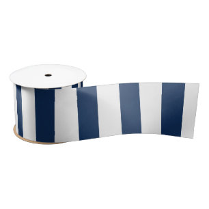 Nautical Navy Blue & White Striped Satijnen Lint
