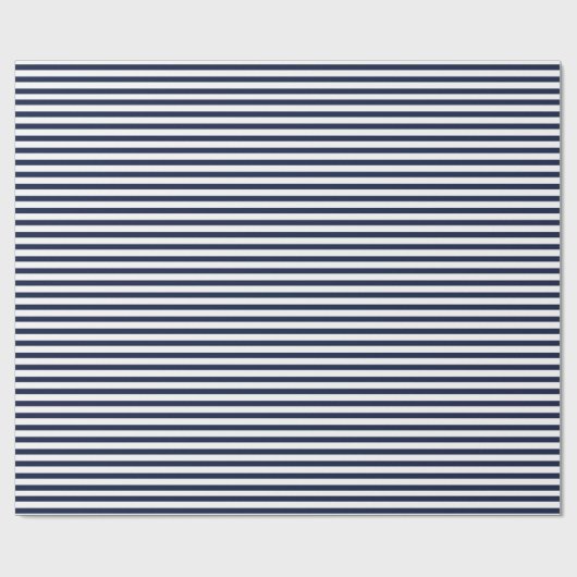 Nautical Navy Blue White Stripes and White Anchor Cadeaupapier (Vlak)