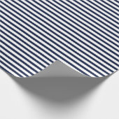 Nautical Navy Blue White Stripes and White Anchor Cadeaupapier (Hoek)
