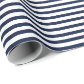 Nautical Navy Blue White Stripes and White Anchor Cadeaupapier (Rol Hoek)
