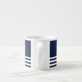 Nautical Navy Blue White Stripes and White Anchor Espresso Kop (Achterkant)